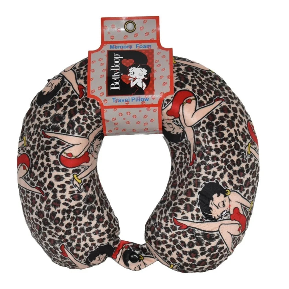 Betty Boop Memory Foam Travel Pillow Cheetah Print