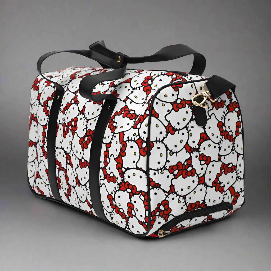 Hello Kitty Rolling Duffel - Black White Red Design