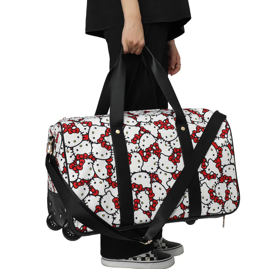 Hello Kitty Rolling Duffel - Black White Red Design