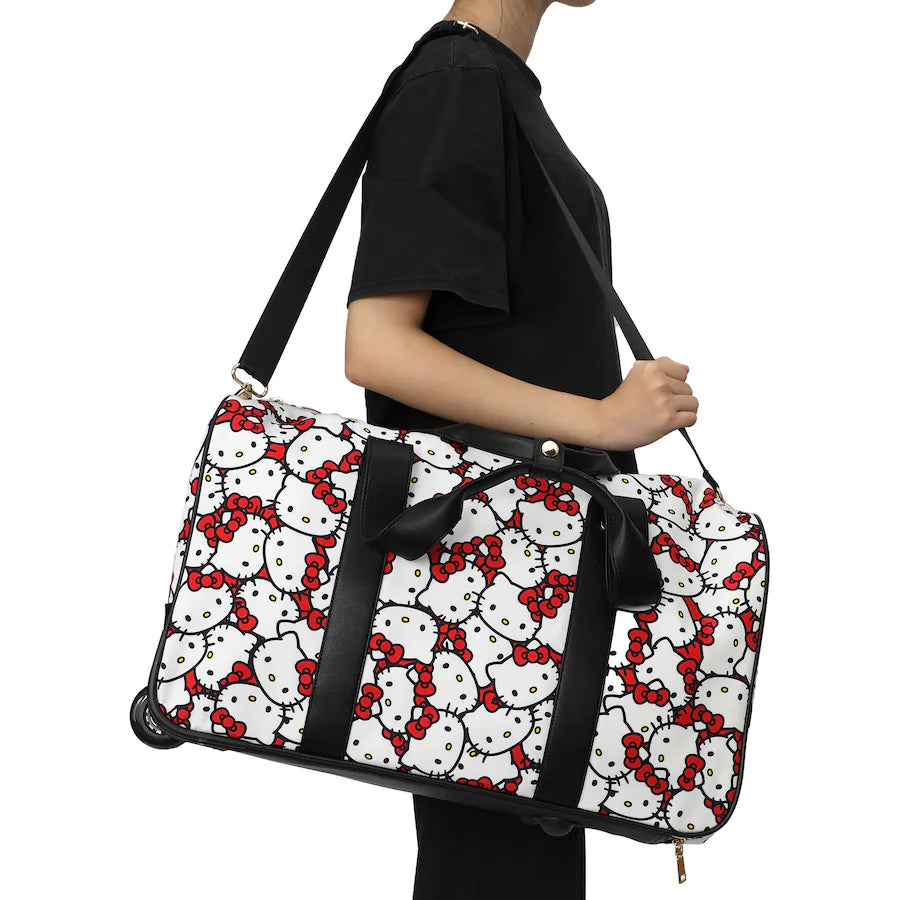 Hello Kitty Rolling Duffel - Black White Red Design