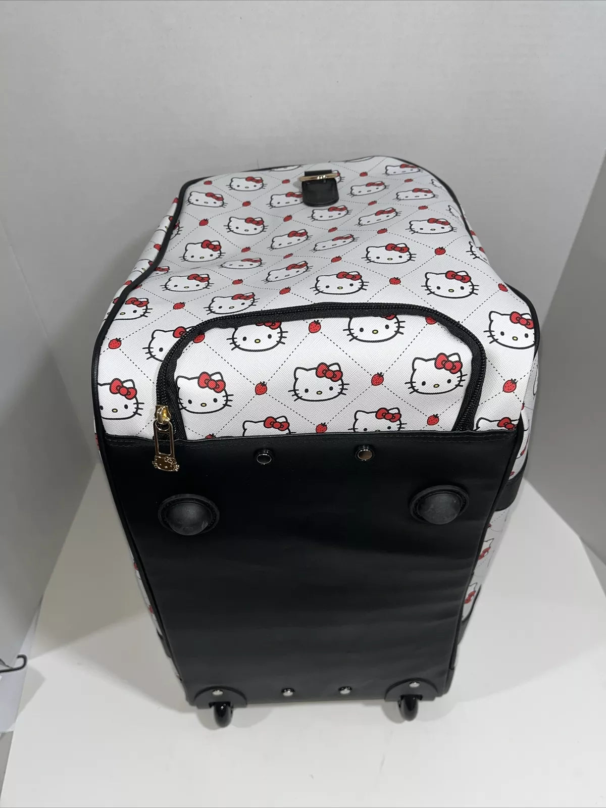 Hello Kitty Rolling Duffel Grey Cat Head Strawberry Pattern