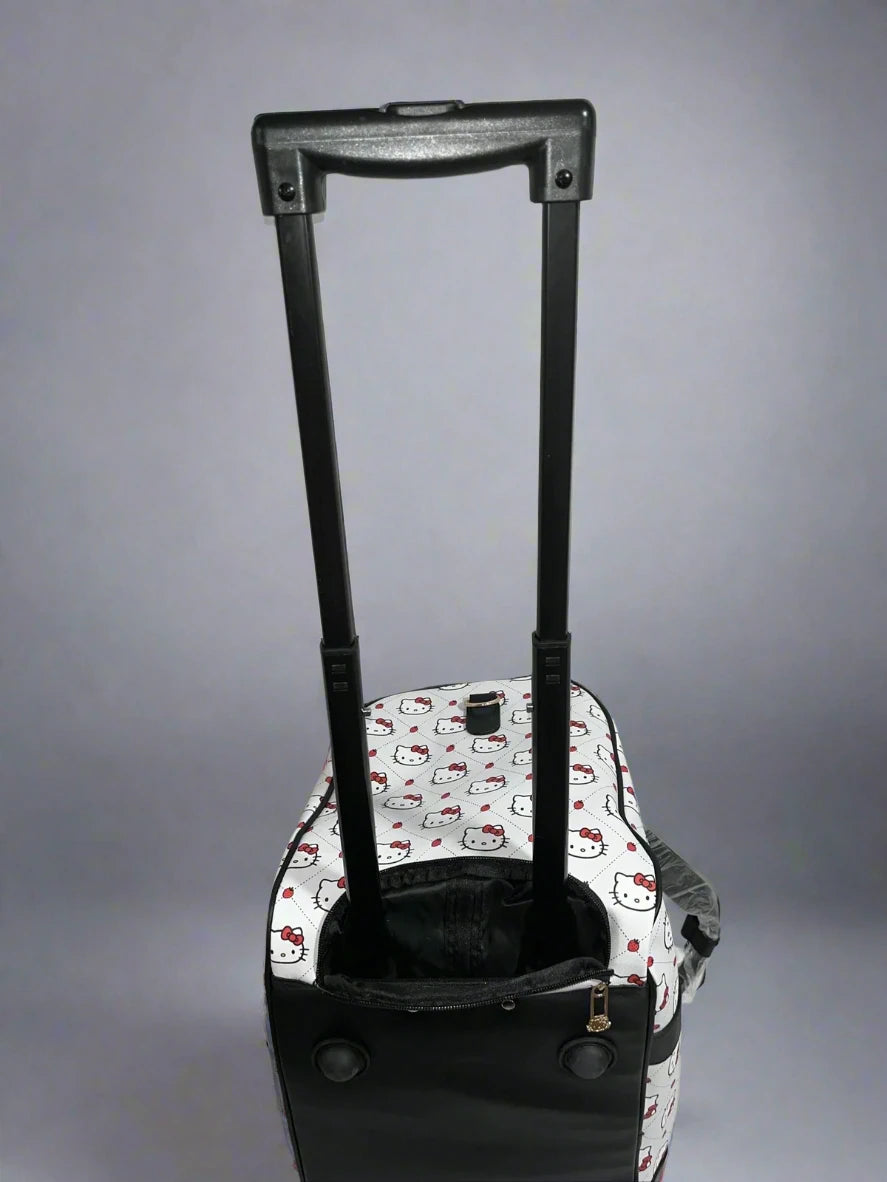 Hello Kitty Rolling Duffel Grey Cat Head Strawberry Pattern