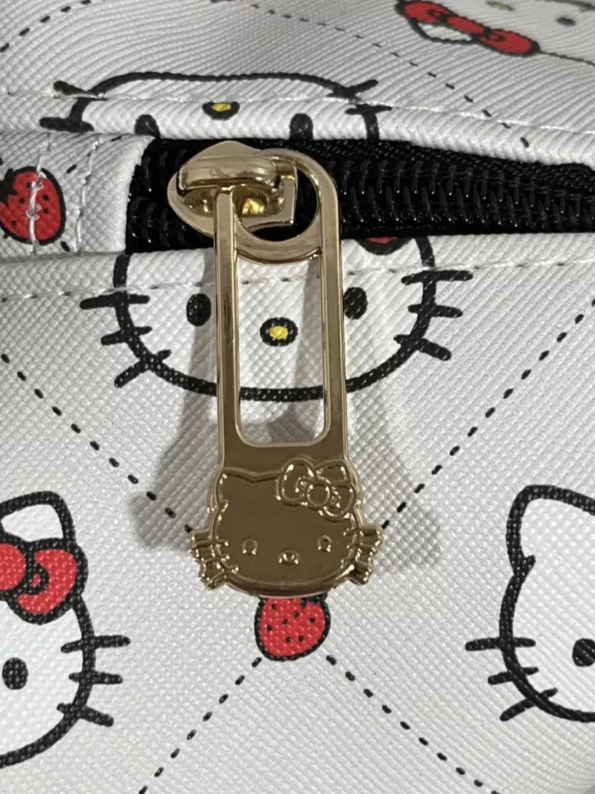 Hello Kitty Rolling Duffel Grey Cat Head Strawberry Pattern