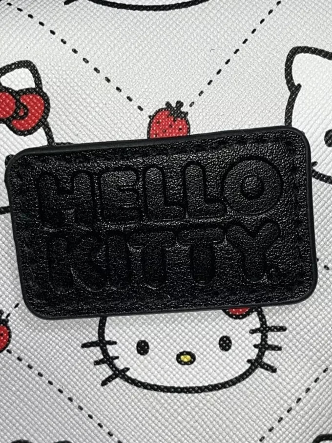 Hello Kitty Rolling Duffel Grey Cat Head Strawberry Pattern