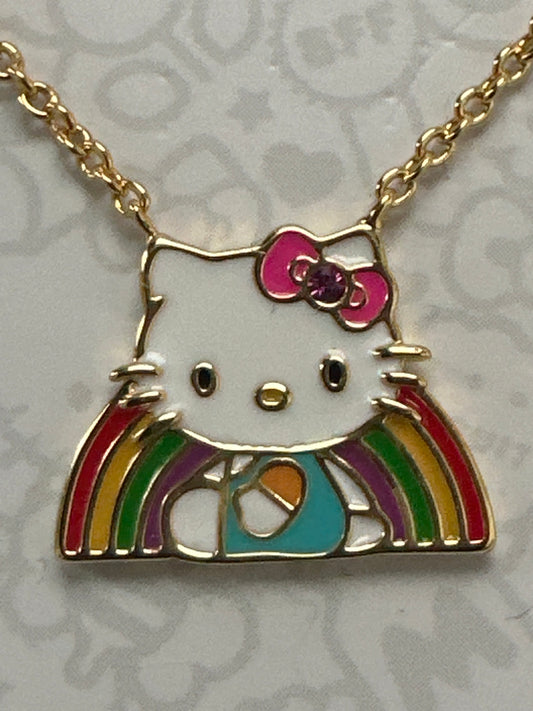 Hello Kitty Necklace - Gold Rainbow