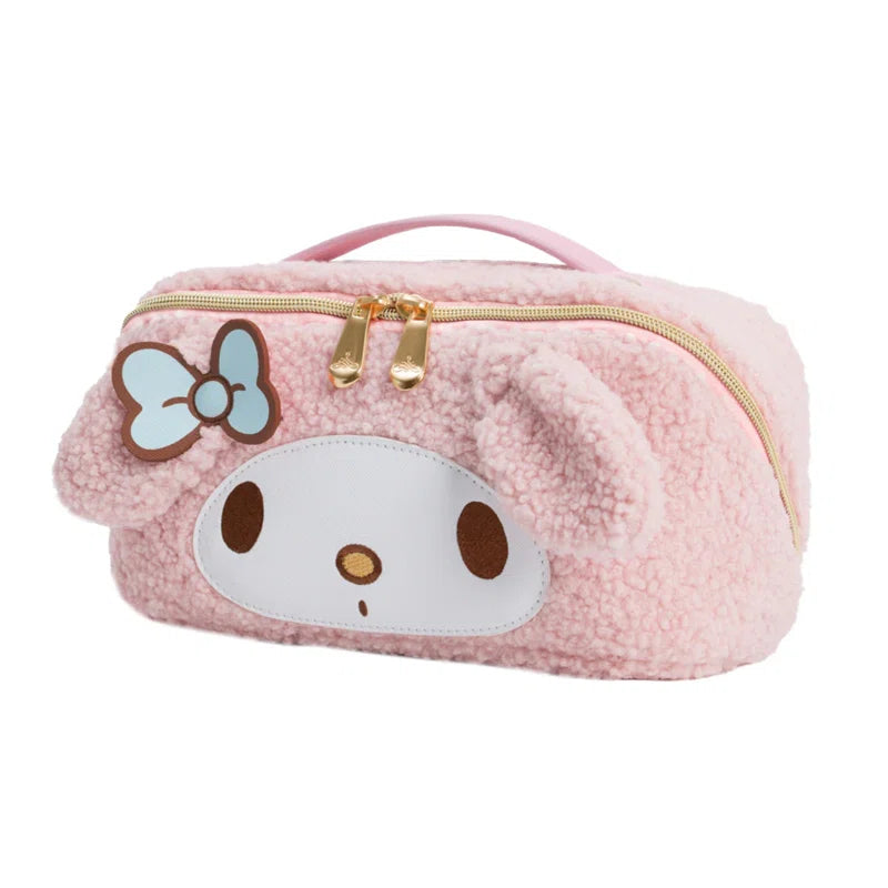 My Melody Hello Kitty Unfold Travel Makeup Bag Faux Sherpa