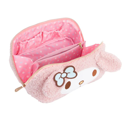My Melody Hello Kitty Unfold Travel Makeup Bag Faux Sherpa