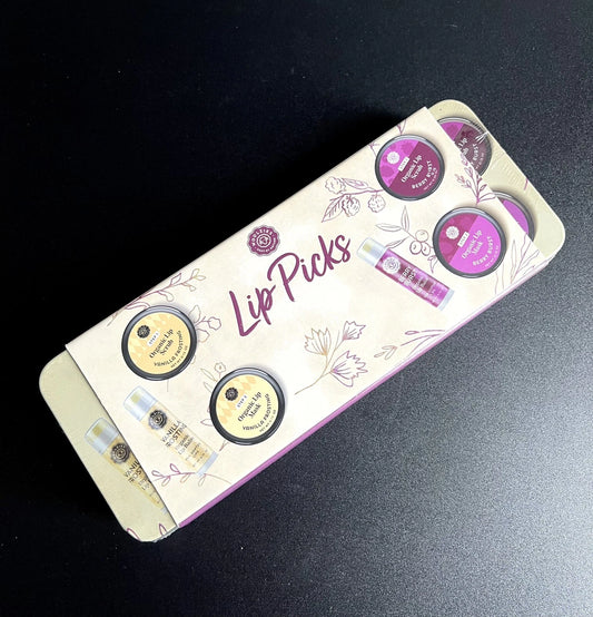 Woolzies Lip Picks Berry Burst & Vanilla Frosting Scrubs, Masks and Balms with Tin